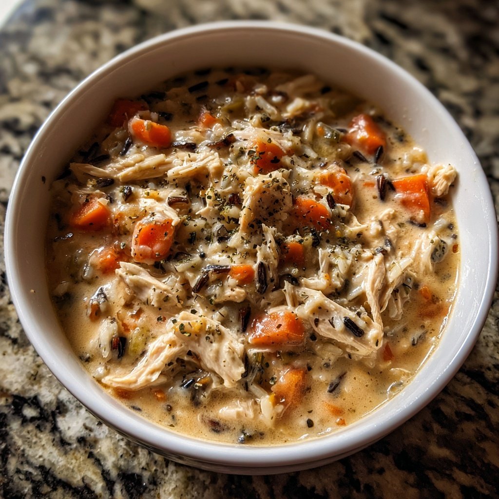 Healthy Crockpot Chicken and Wild Rice Soup