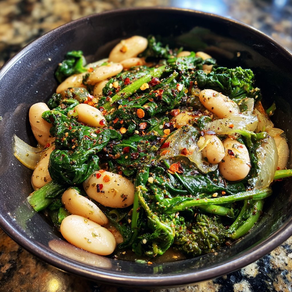 Healthy Dinner Spinach White Bean Skillet