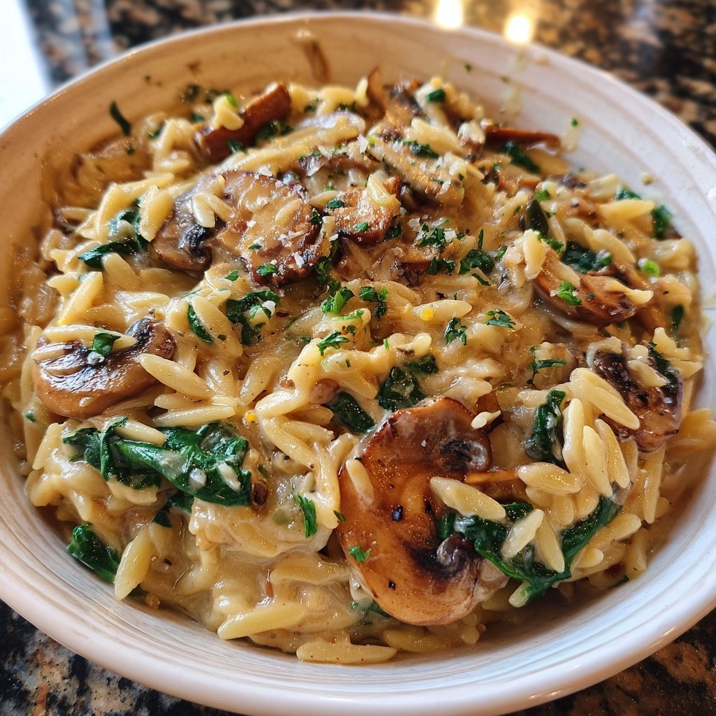 Creamy Mushroom Veggie Orzo