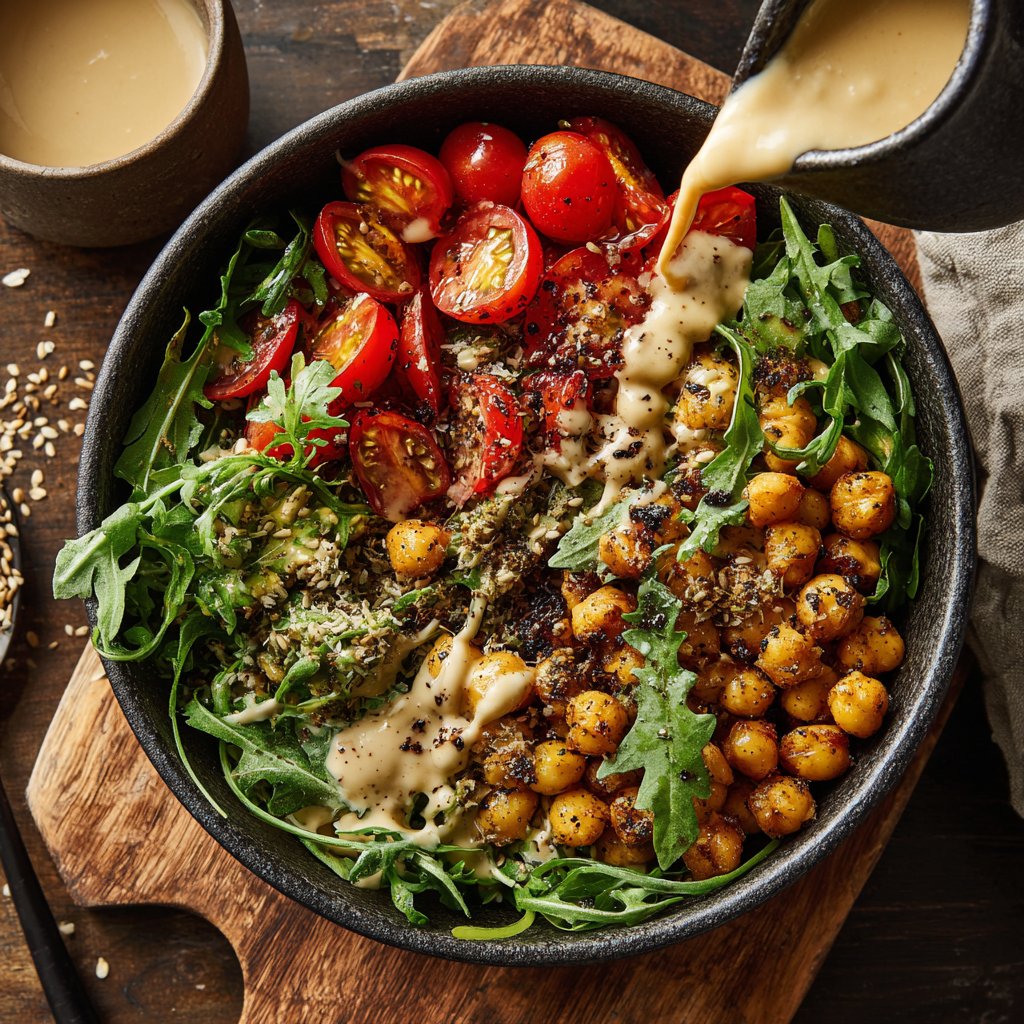 Healthy Dinner Lemon Tahini Chickpea Bowl