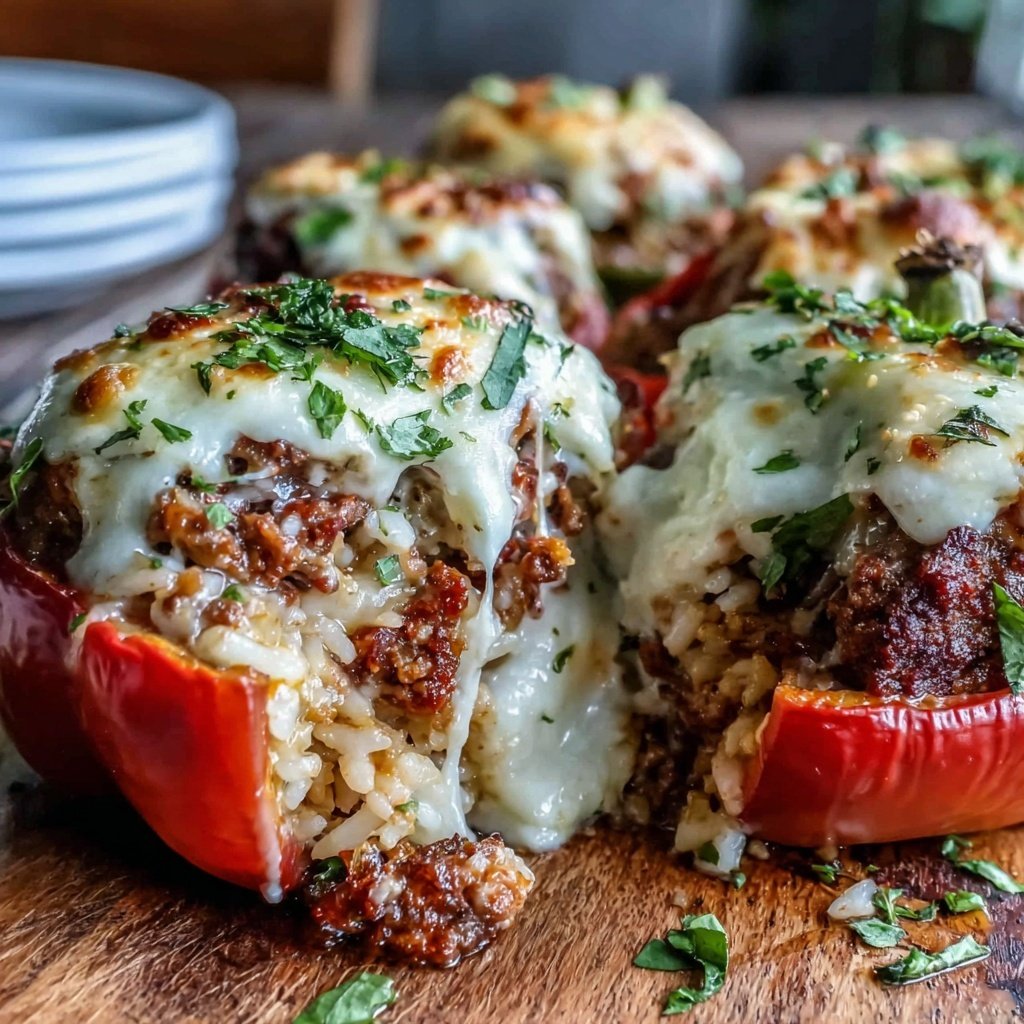 Ground Beef And Rice Stuffed Peppers
