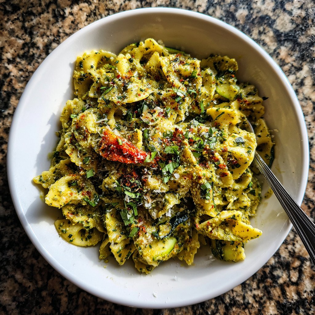 Roasted Zucchini Pesto Pasta