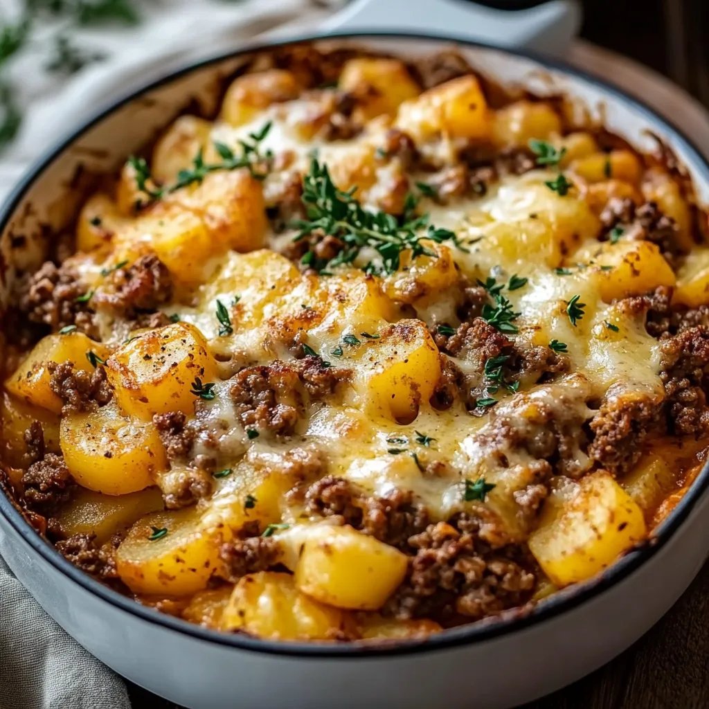 Cheesy Ground Beef & Potato Casserole (One-Pan Dinner!)