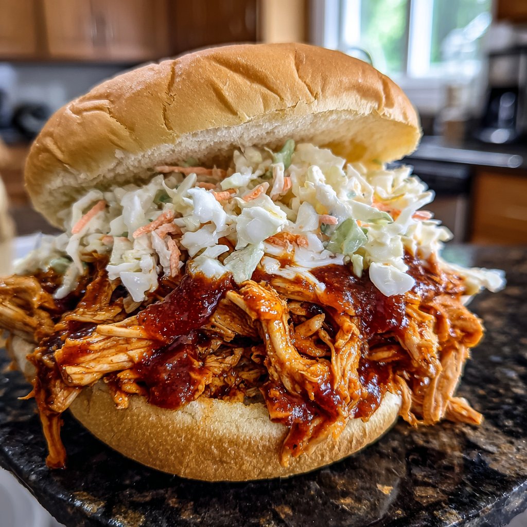 Spicy Crockpot BBQ Chicken Sandwiches