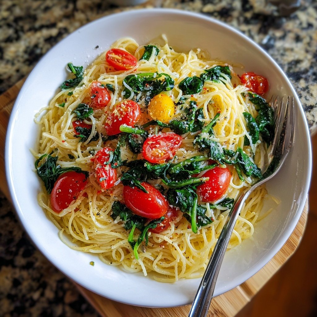 Angel Hair Pasta With Spinach And Tomatoes