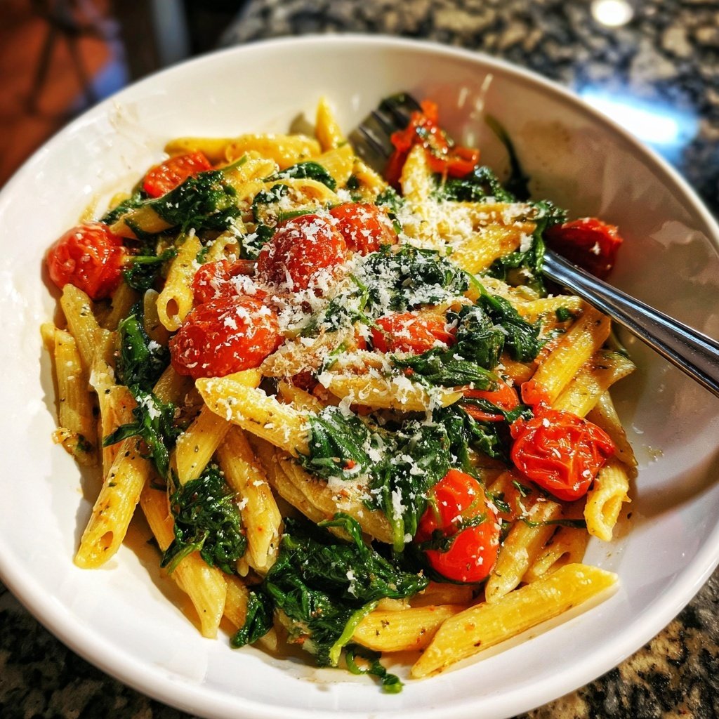 Delicious Spinach Tomato Pasta